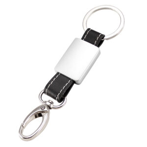 Llavero Negro EcoCuero Metal