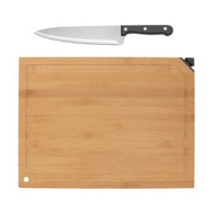 Tabla con Afilador y Cuchillo de Acero