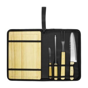 Set Parrillero Tabla Bambú y Acero Filo Noble