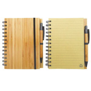 Cuaderno Anillado De Bambú + Lápiz