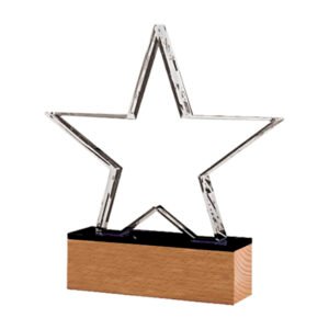 Galvano Estrella Cristal – Base Madera Clásica
